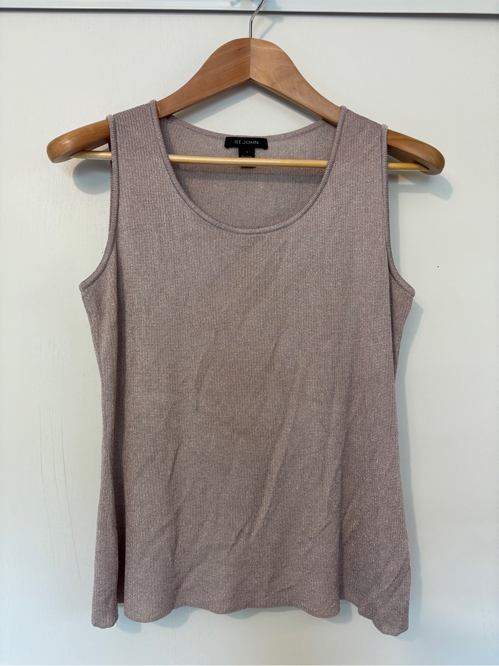 St. John Knit Tank Size Small Dusty Pink Silver Elevated Basic Quiet Luxury